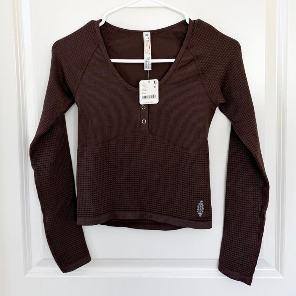 NWT Free People FP Movement Bail Out Long Sleeve Tee Cocoa Brown XS / Small - Picture 3 of 6